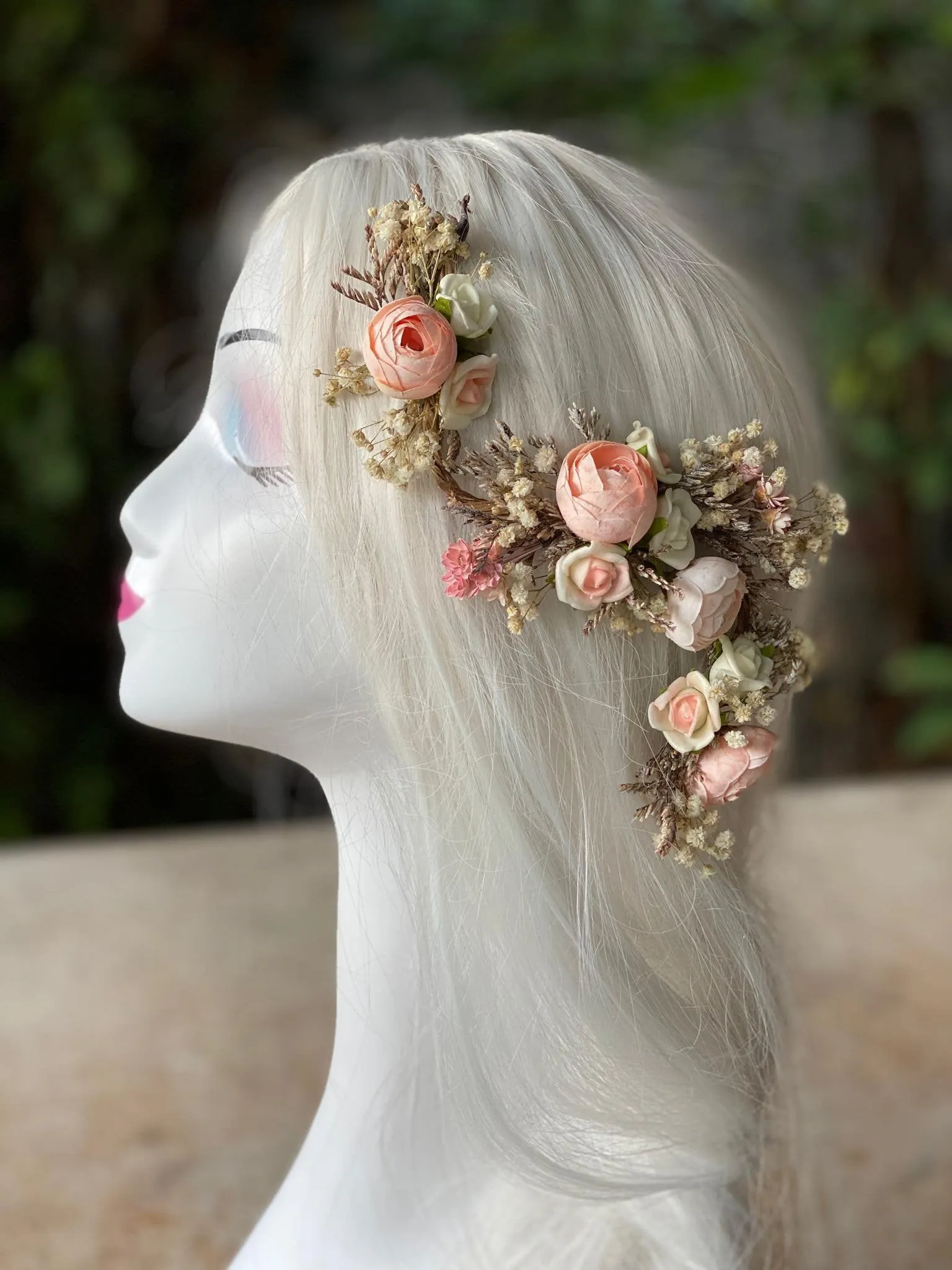 Flexible flower hair vine Wedding Bendable flower piece Hair arrangement Wedding accessories Bridal shapeable hair flowers  Magaela