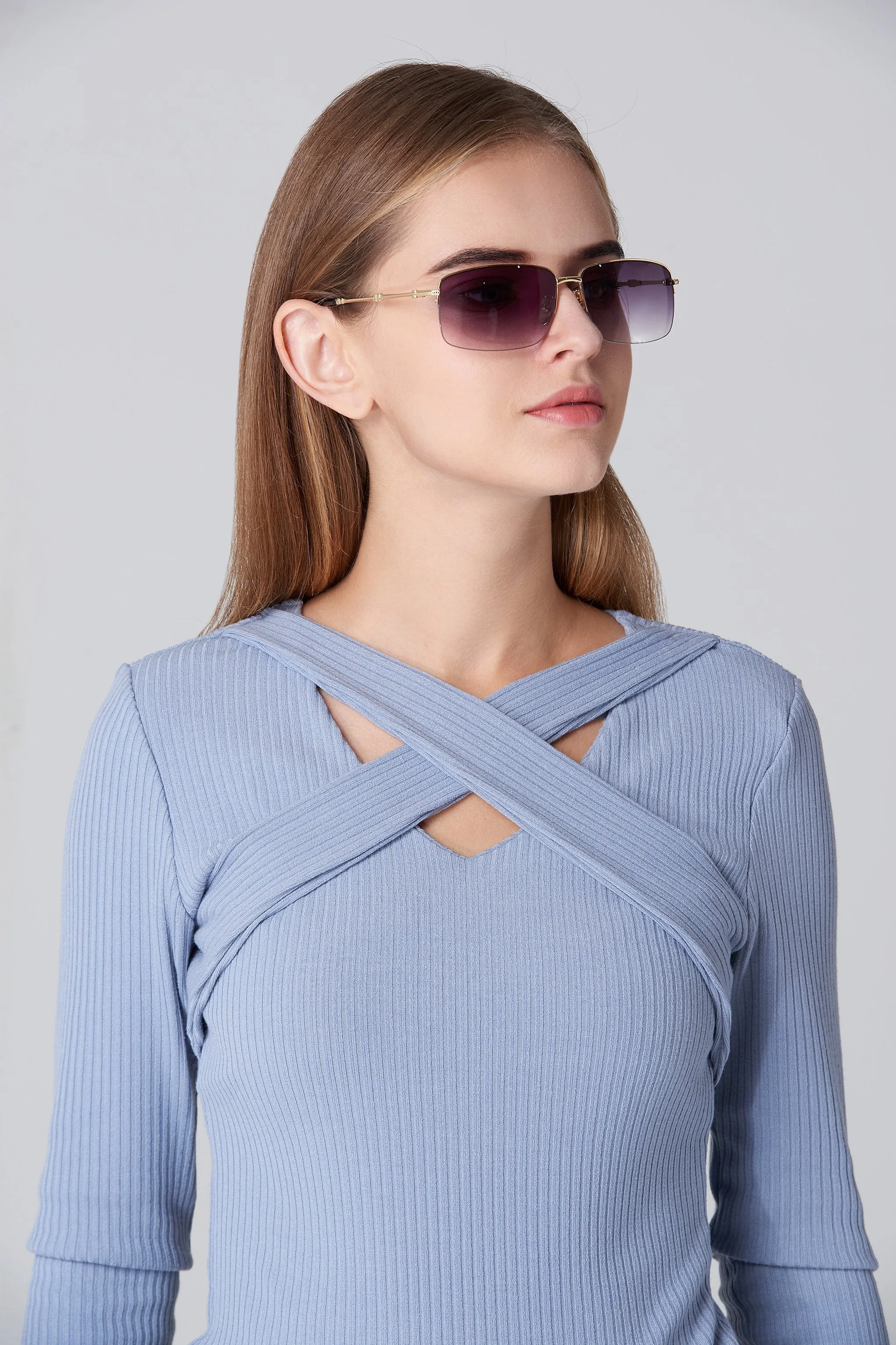 Gold and Purple Top Rim Sunglasses