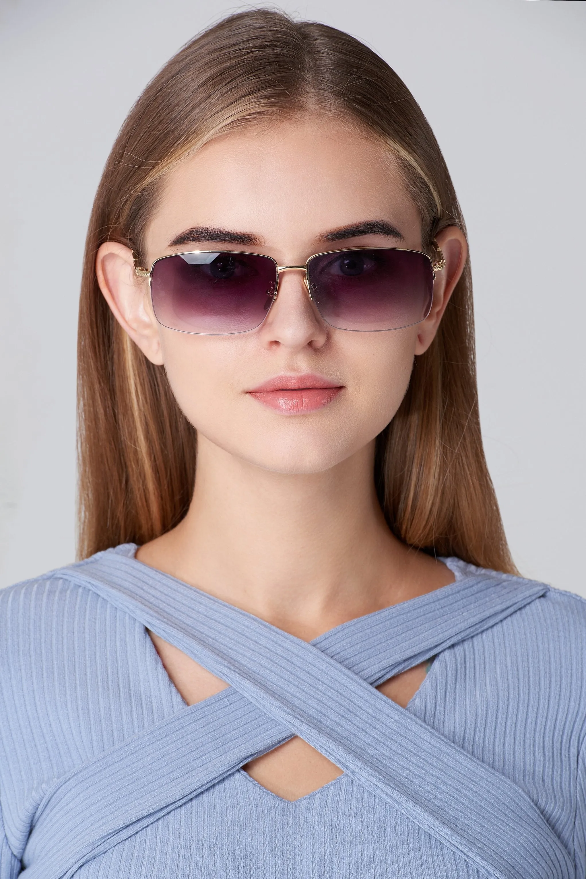 Gold and Purple Top Rim Sunglasses