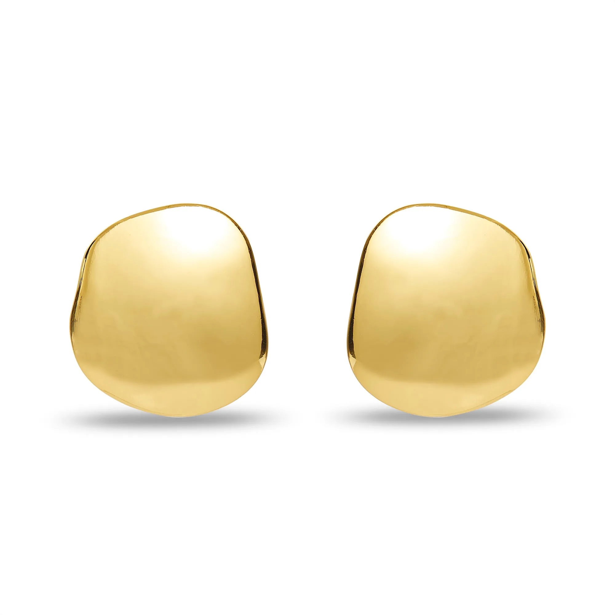 Gold Discus Button Earrings