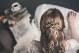 Gold leaf wedding hair comb