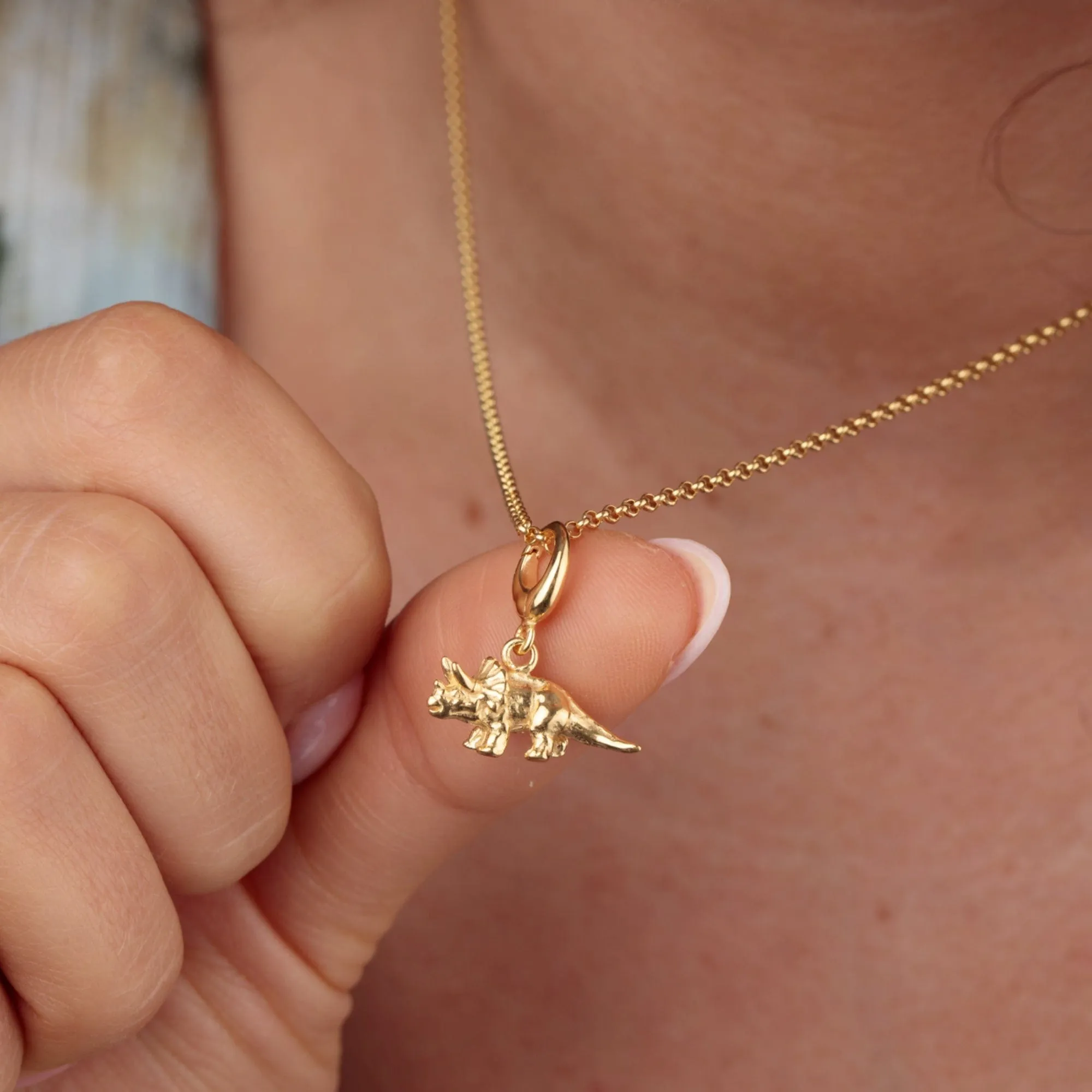 Gold Plated Triceratops Dinosaur Charm