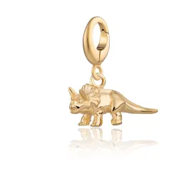 Gold Plated Triceratops Dinosaur Charm