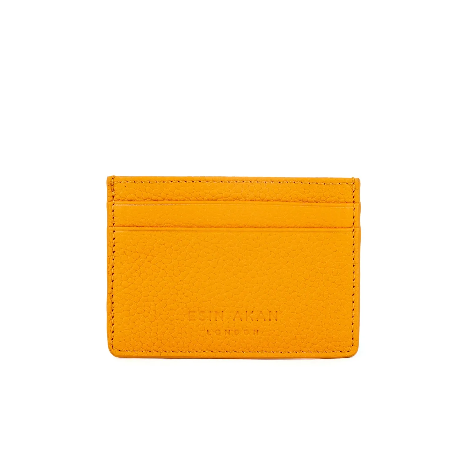 Grace Grainy Leather Card Case, Mustard