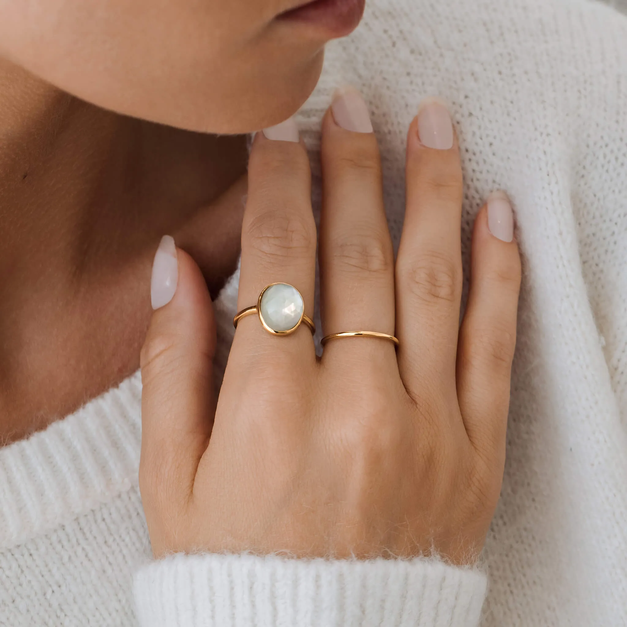 Green Amethyst Statement Ring Doublet - Window to my Soul