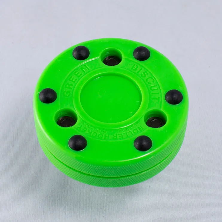 Green Biscuit Roller Hockey Puck