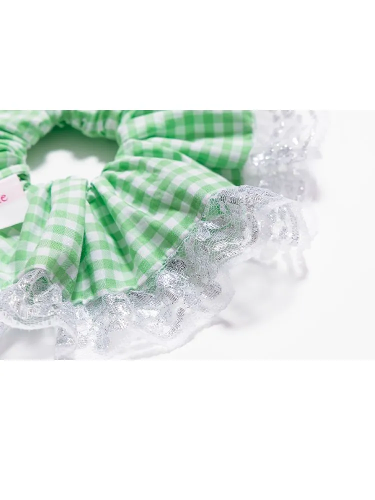 Green Plaid Patchwork Lace Hair Bands【s0000009333】