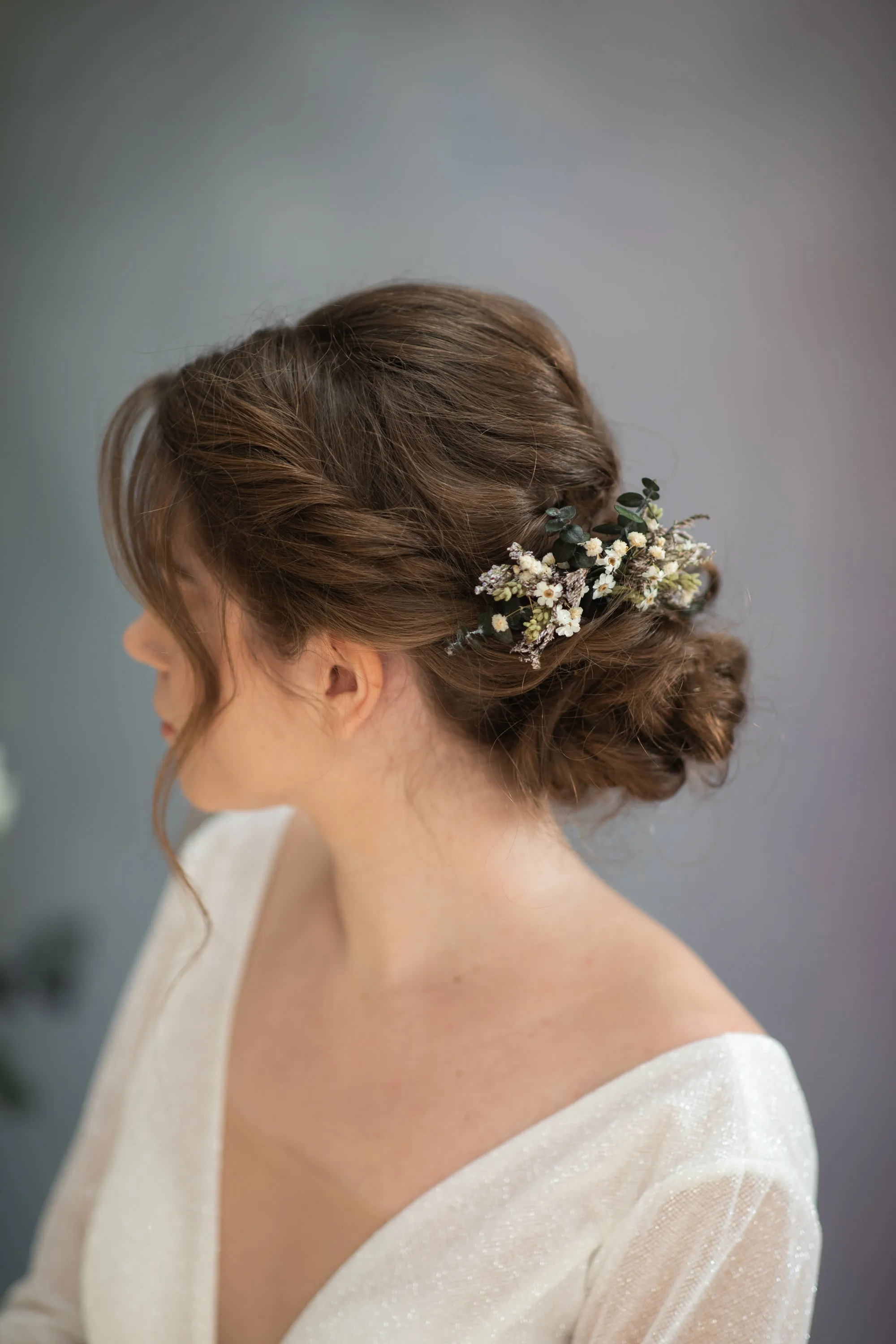 Greenery flower hair comb