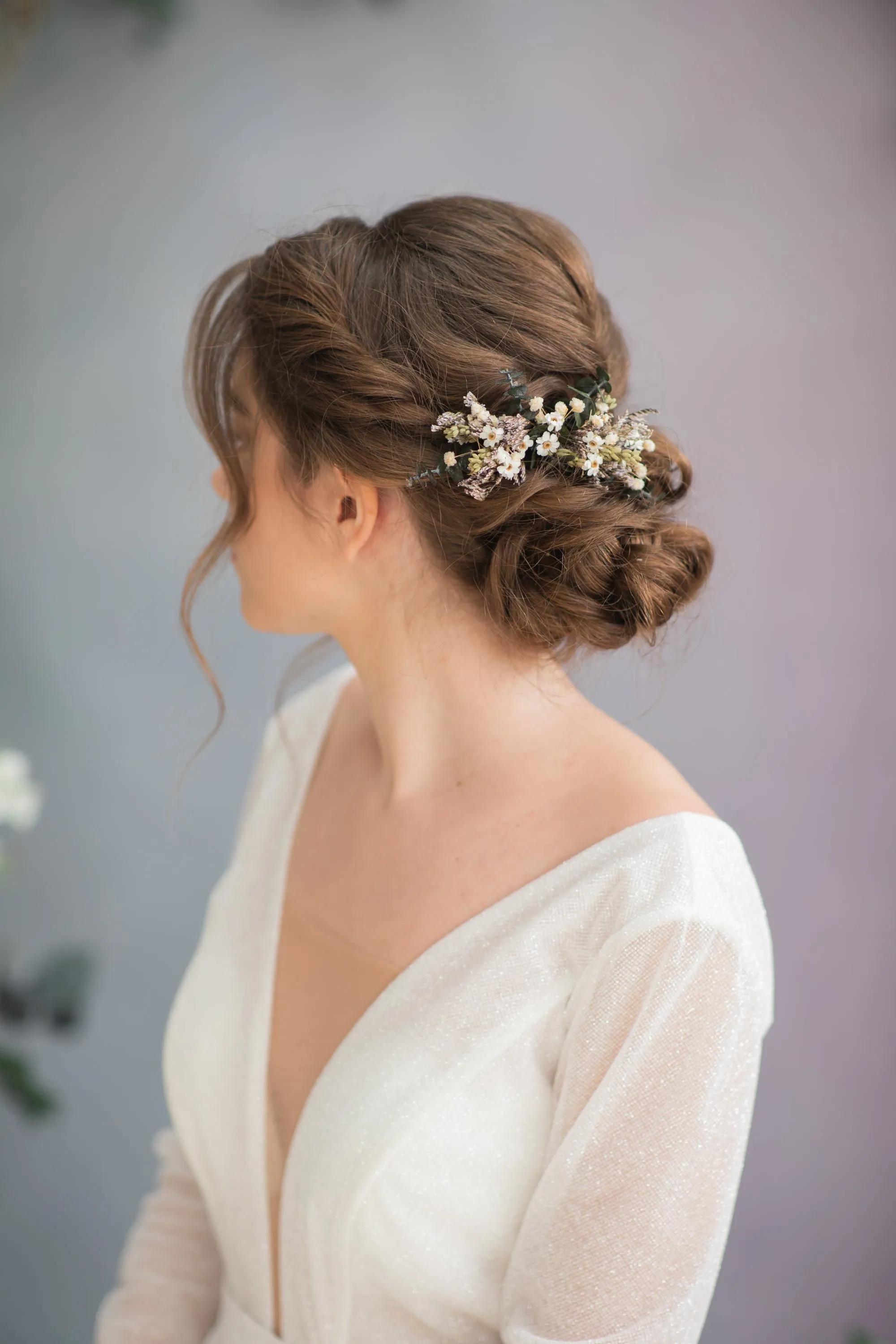 Greenery flower hair comb