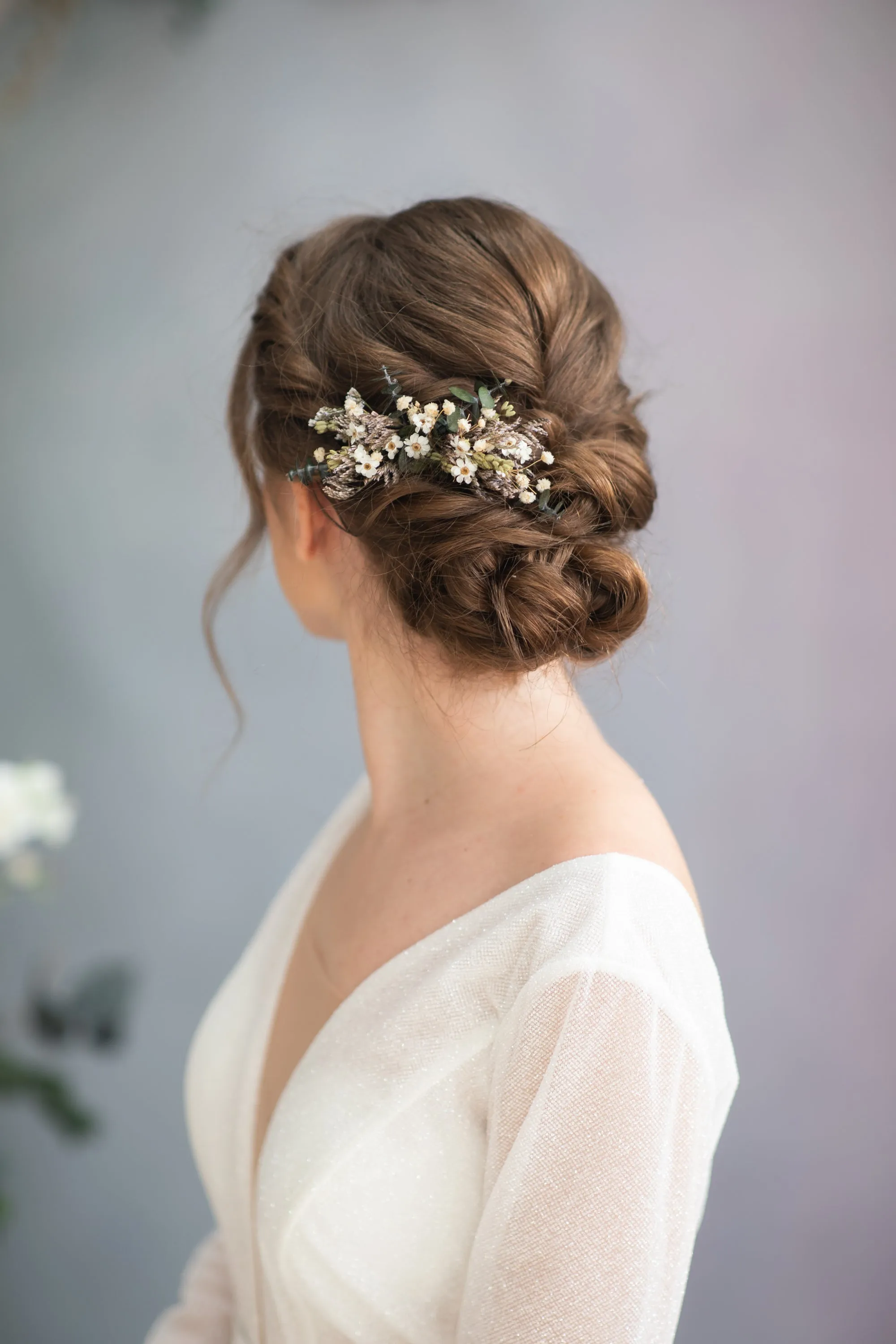 Greenery flower hair comb