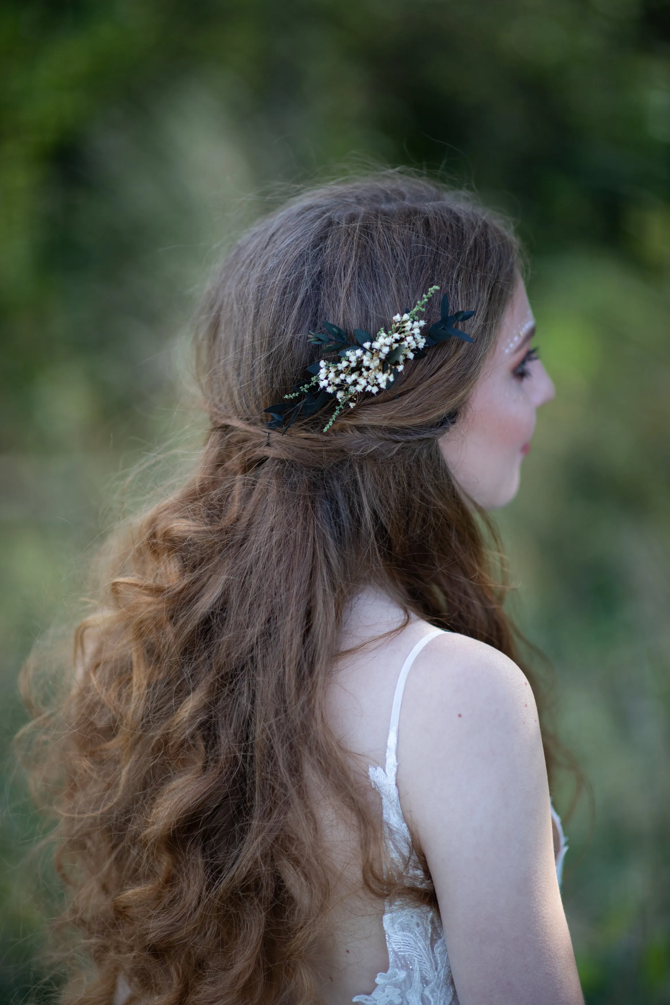 Greenery mini flower hair comb Wedding Baby's breath hair comb Bridal accessories Greenery flower hair comb Magaela Natural