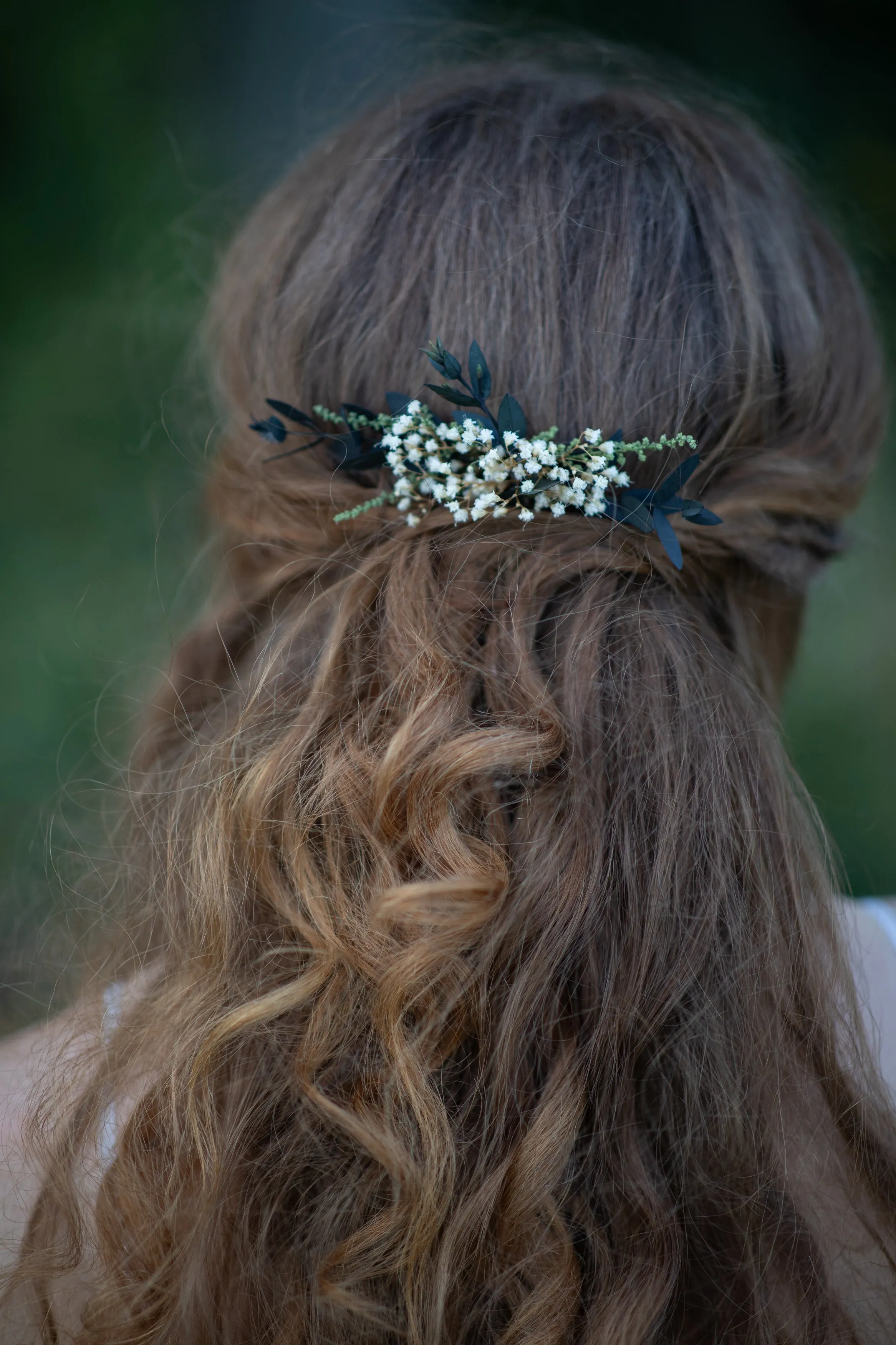 Greenery mini flower hair comb Wedding Baby's breath hair comb Bridal accessories Greenery flower hair comb Magaela Natural