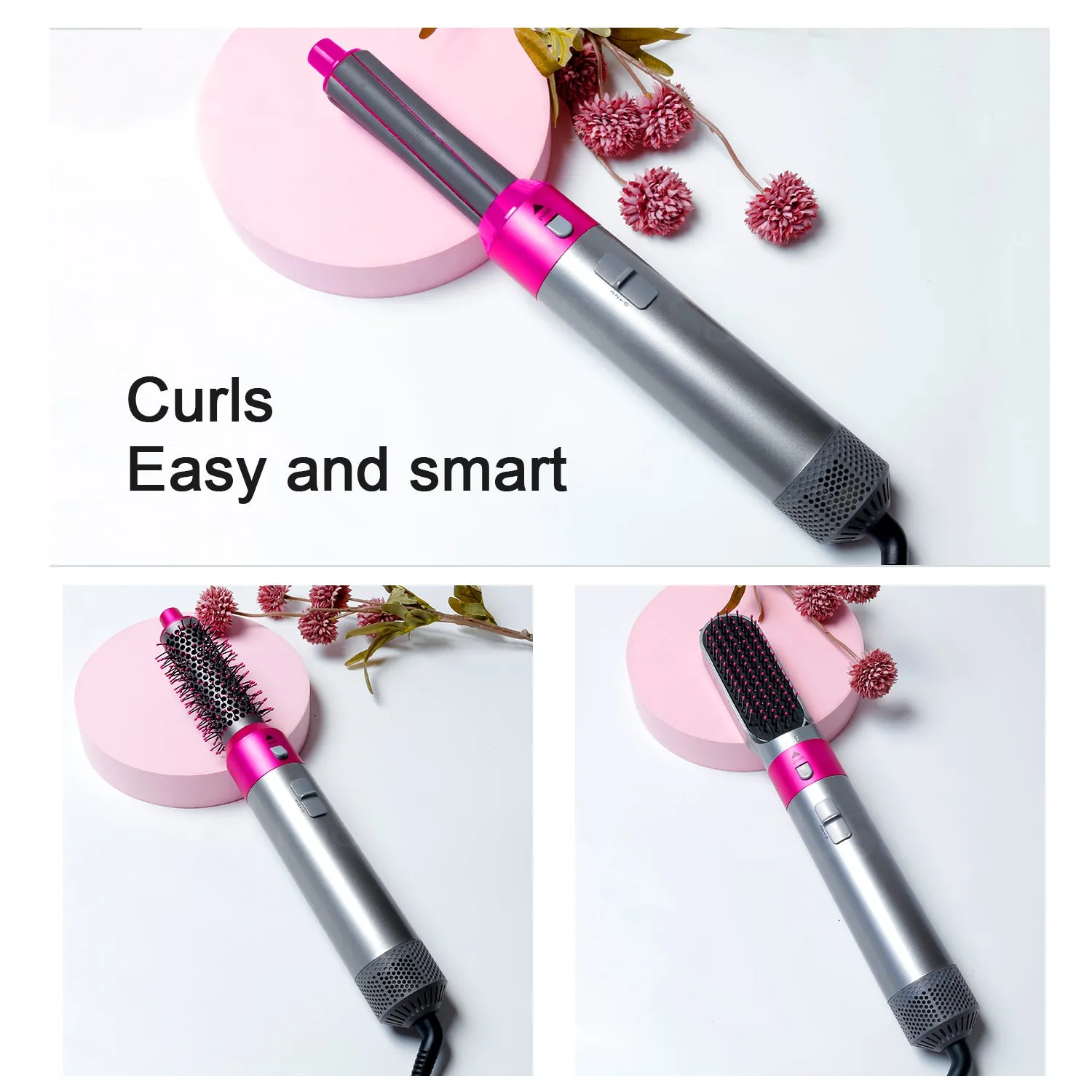 Hair Dryer Comb Multi Functional 5 In1 Hair Curling Straightening Hair Styling Comb Straightener Curler