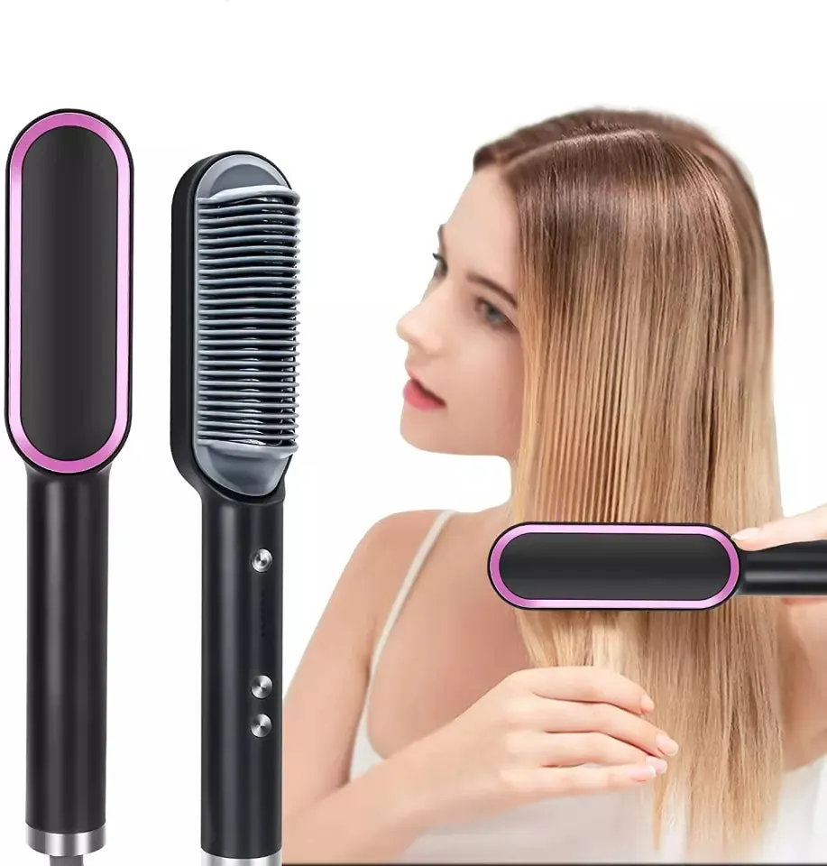 Hair Straightener Comb, Fast Ceramic Heating Ionic Straightening Brush