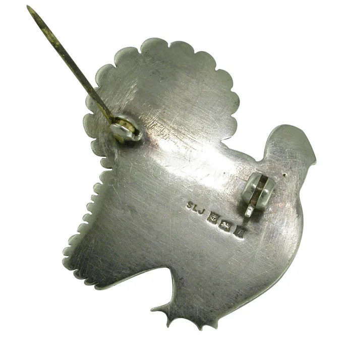 Hallmarked Silver Turkey Brooch