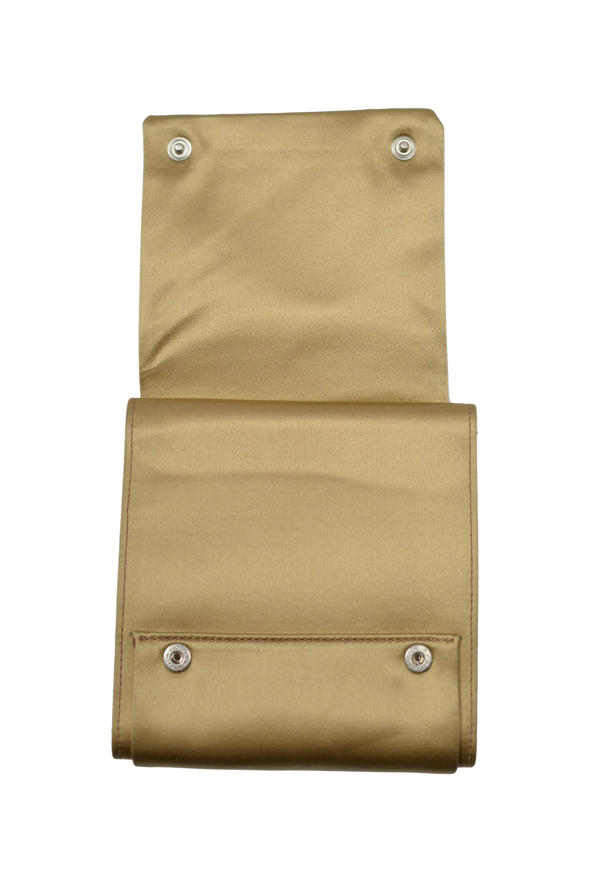 HELMUT LANG BEIGE SATIN FOLDING WALLET CLUTCH