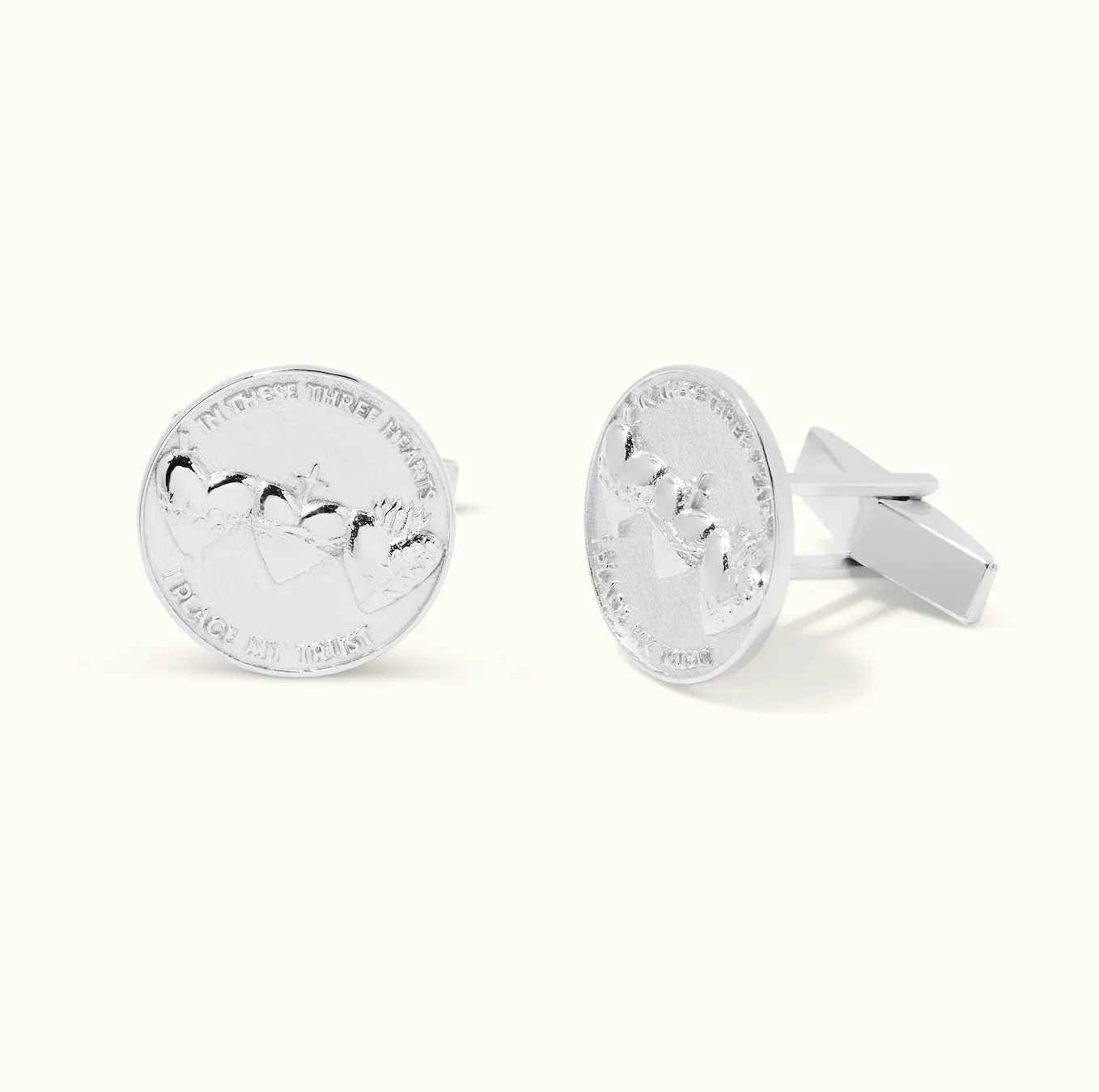 Holy Family Hearts® Cufflinks in 925 Sterling Silver