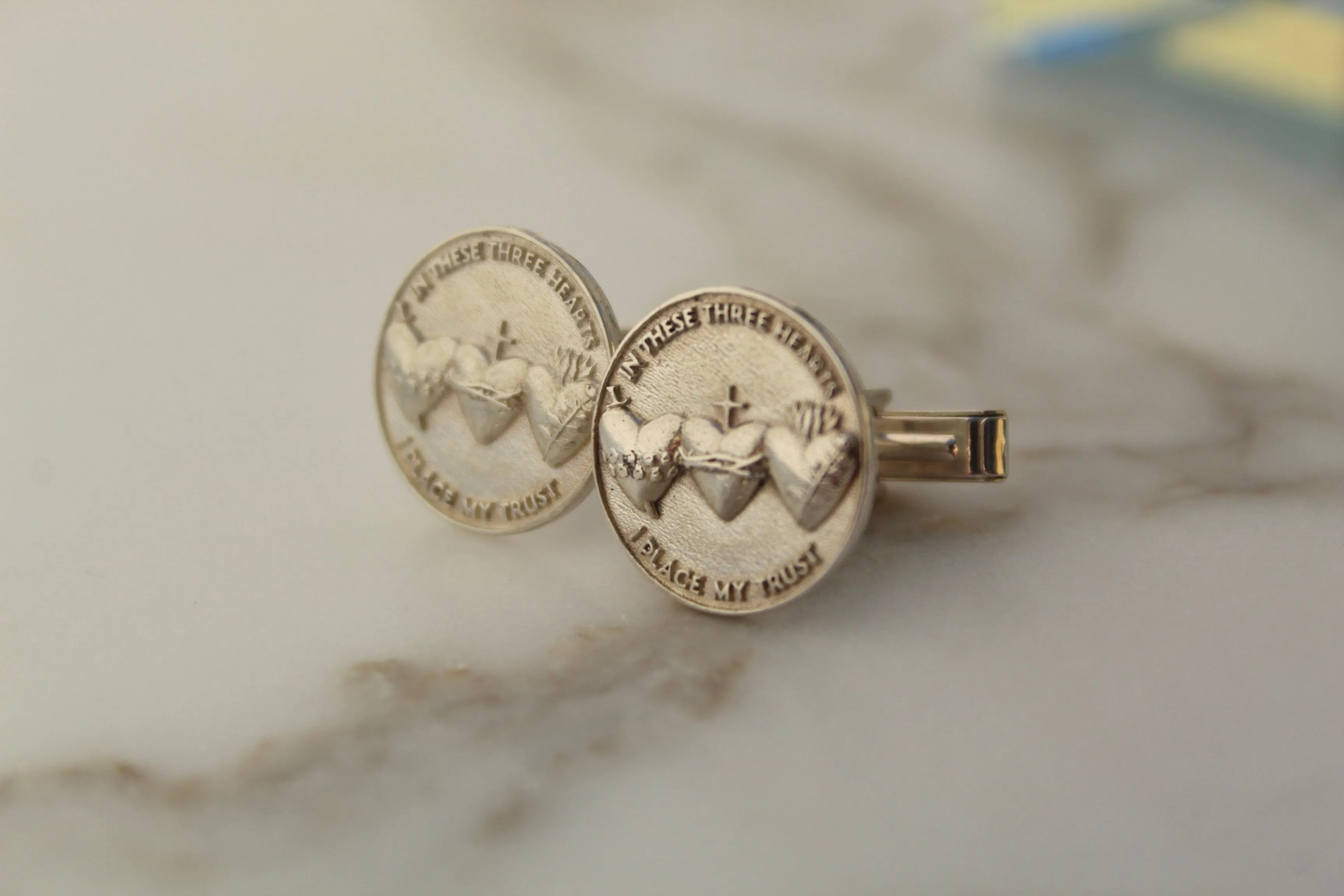 Holy Family Hearts® Cufflinks in 925 Sterling Silver