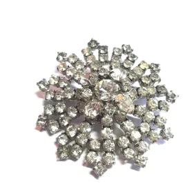 Huge Bright Clear Rhinestone Statement Brooch circa 1950s