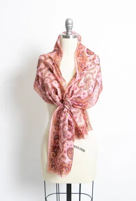 India Cotton Scarf Long rectangular Printed Wrap 1970s