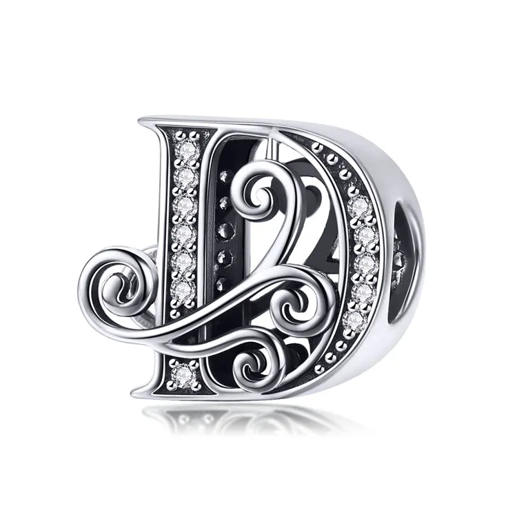 Initial Letter Charm 925 Sterling Silver