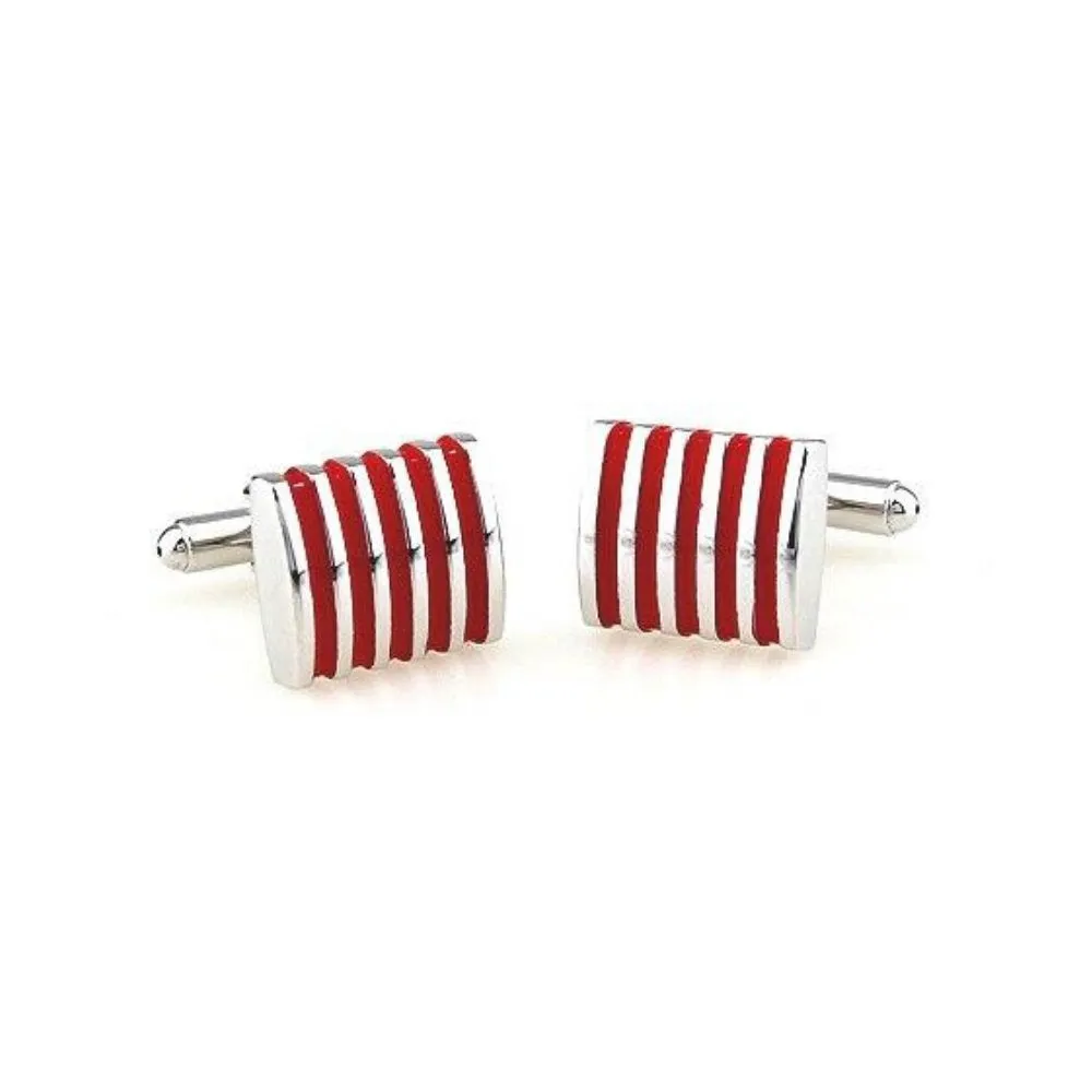 Jacque Silver-Tone Vertical Stripe Cufflinks