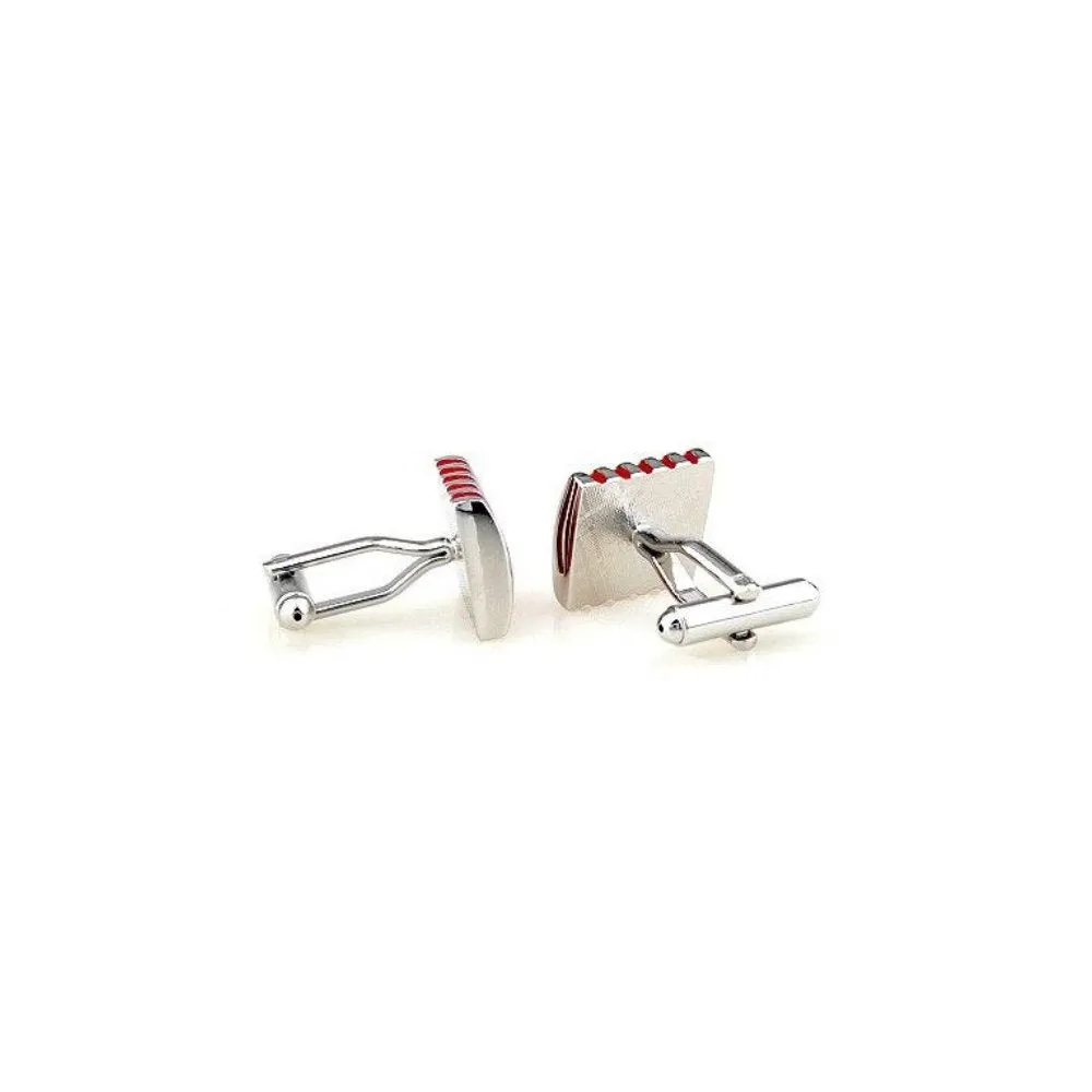 Jacque Silver-Tone Vertical Stripe Cufflinks