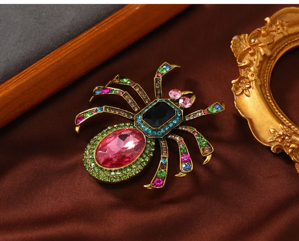 Jumpy- the Bright Rhinestone Studded Spider Brooch