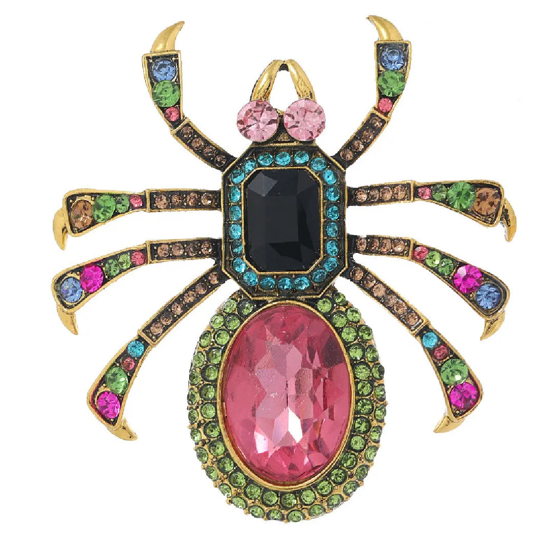 Jumpy- the Bright Rhinestone Studded Spider Brooch