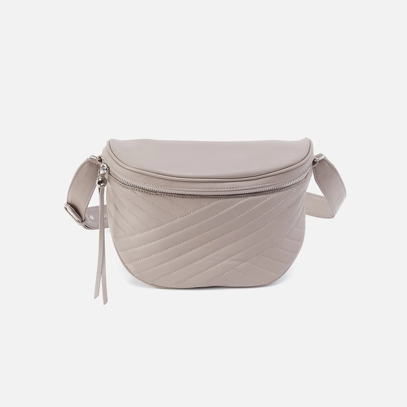 Juno Belt Bag in Quilted Soft Leather - Warm Grey