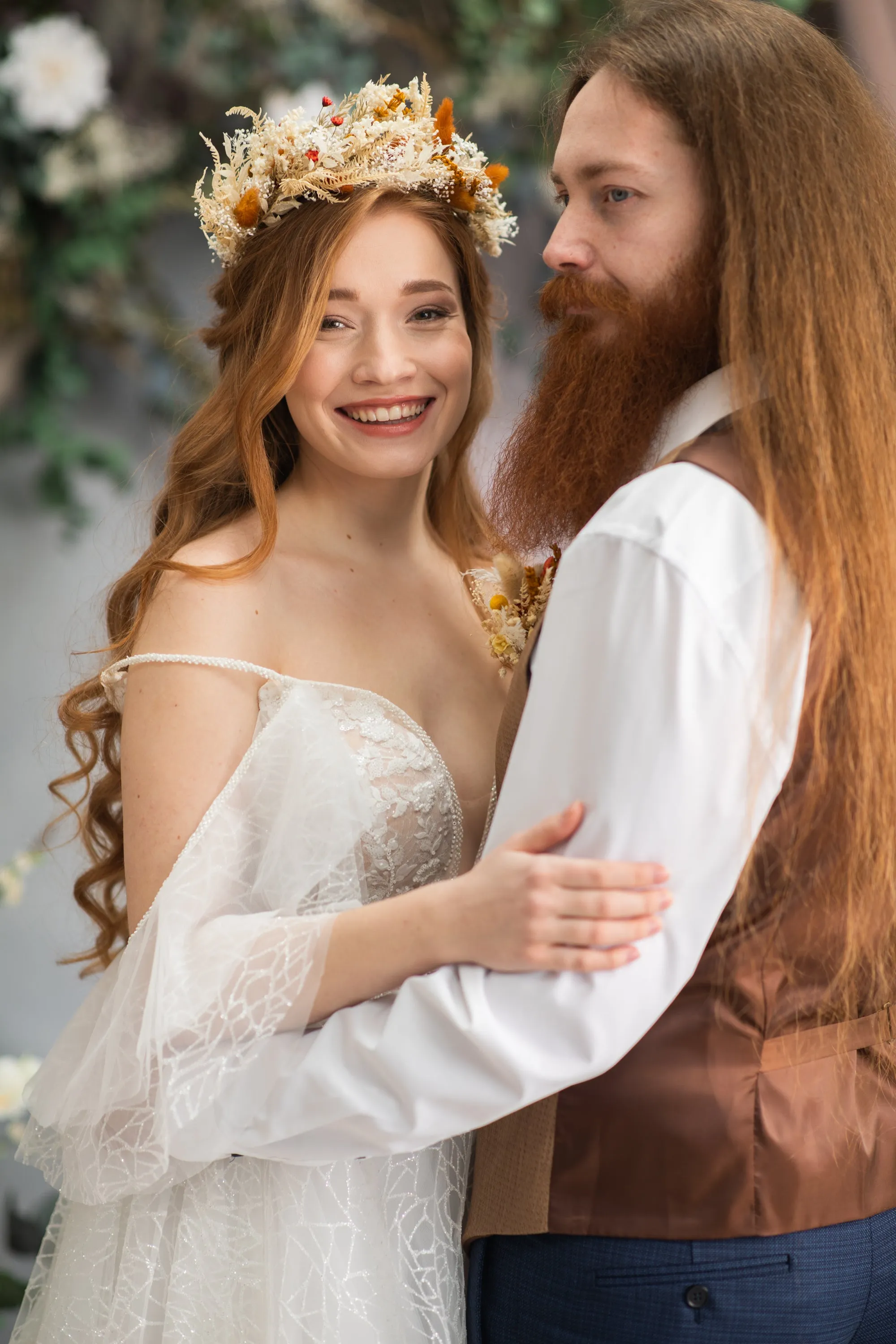 Large boho flower hair crown