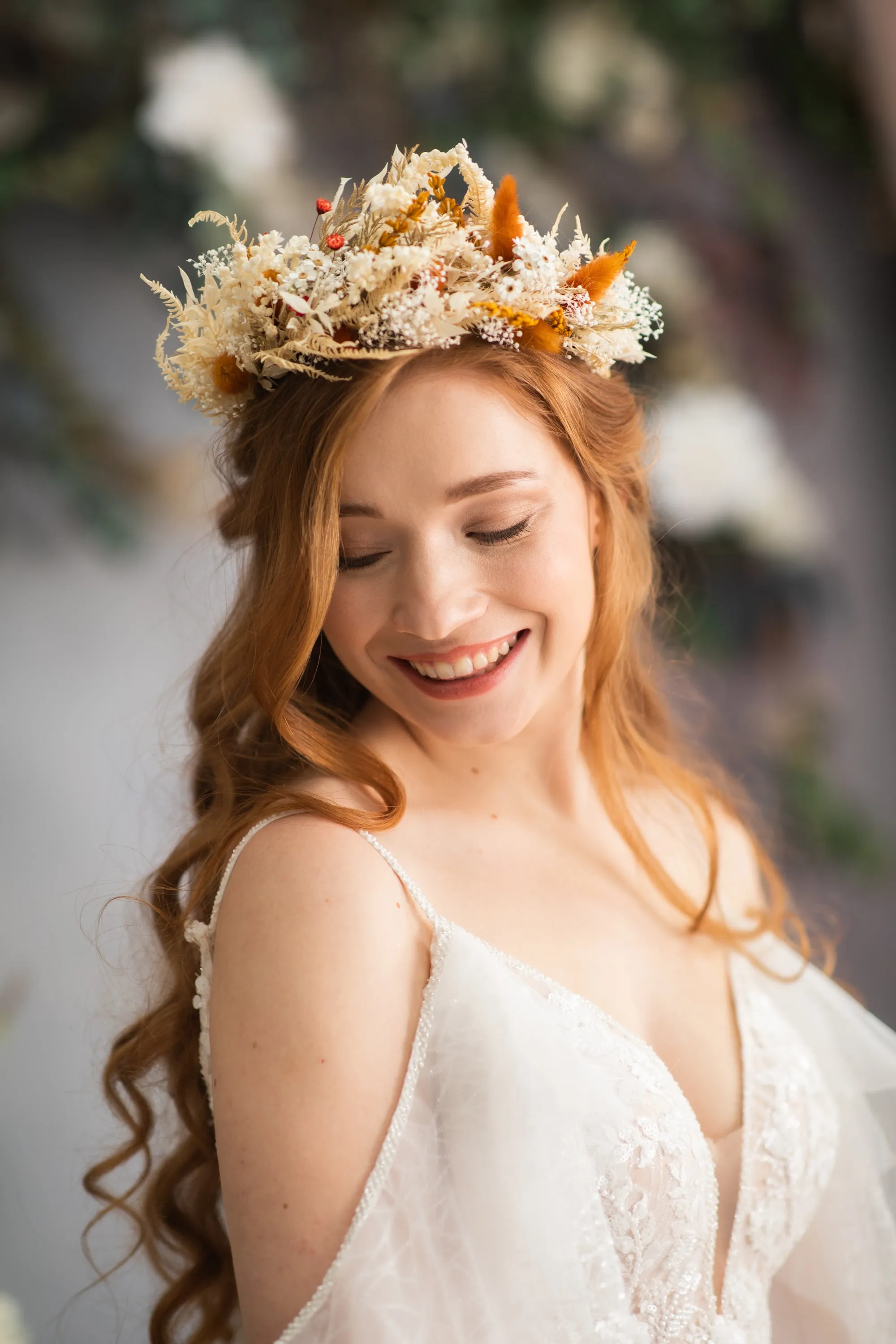 Large boho flower hair crown