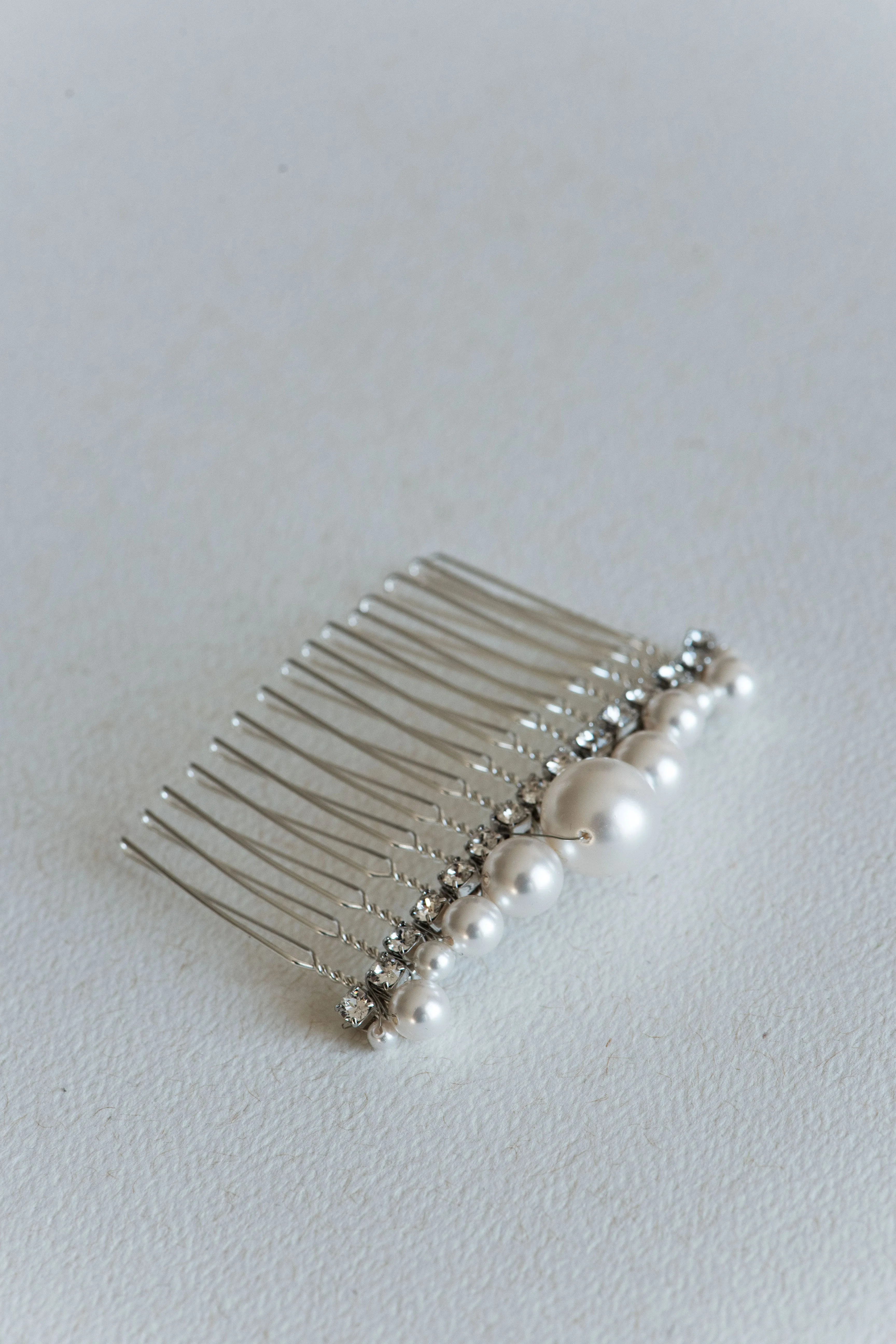 Large pearl hair comb with crystals gold or silver - ALBE