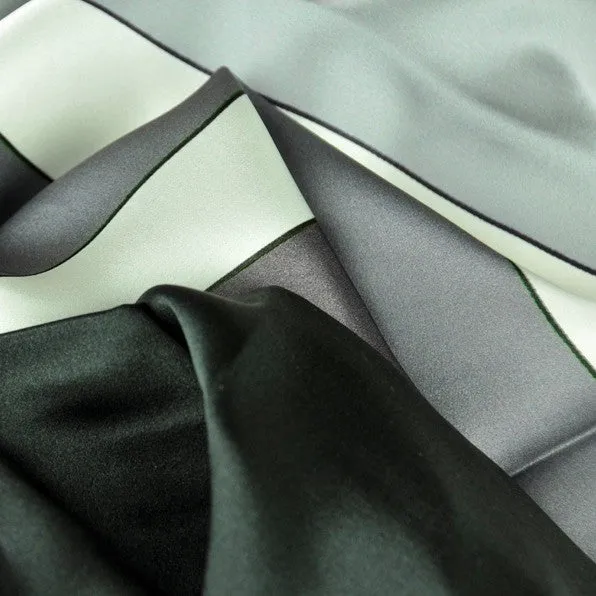 LARGE SILK SATIN SCARF - FREESTYLE - Black & White - 47x47"