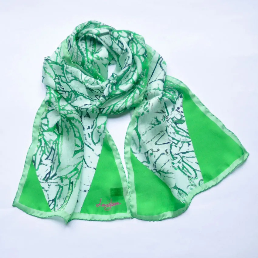 Leaf Sprays Long Silk Scarf