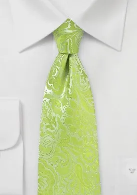 Lime Floral Paisley Necktie