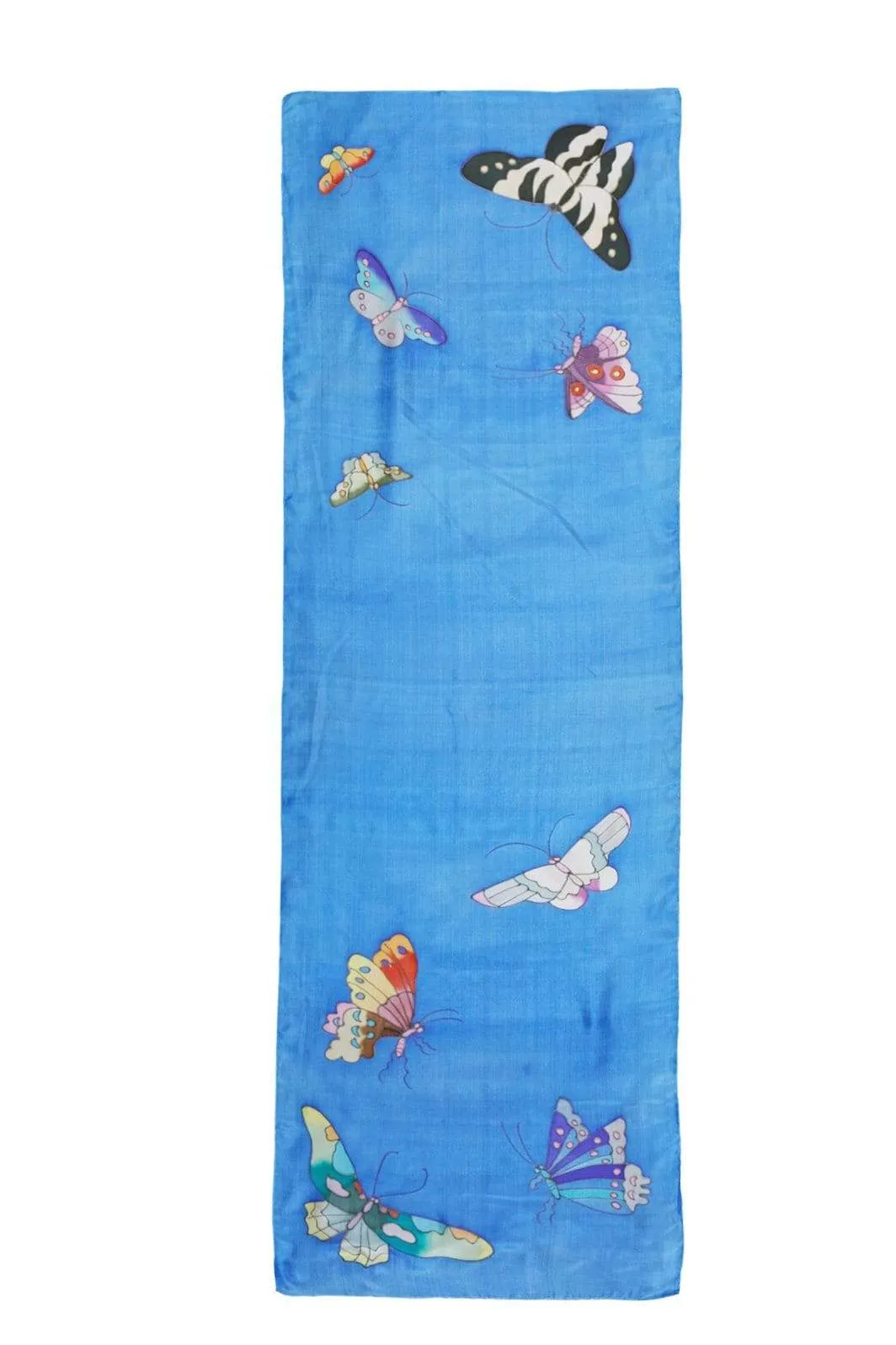 Long Hand Painted Silk Scarf - Butterfly