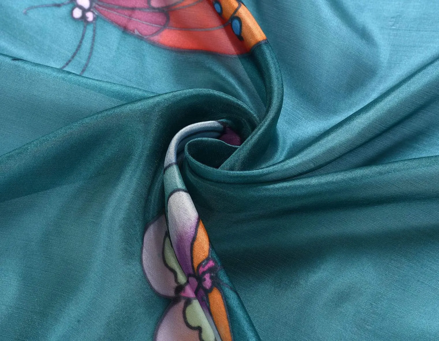 Long Hand Painted Silk Scarf - Butterfly