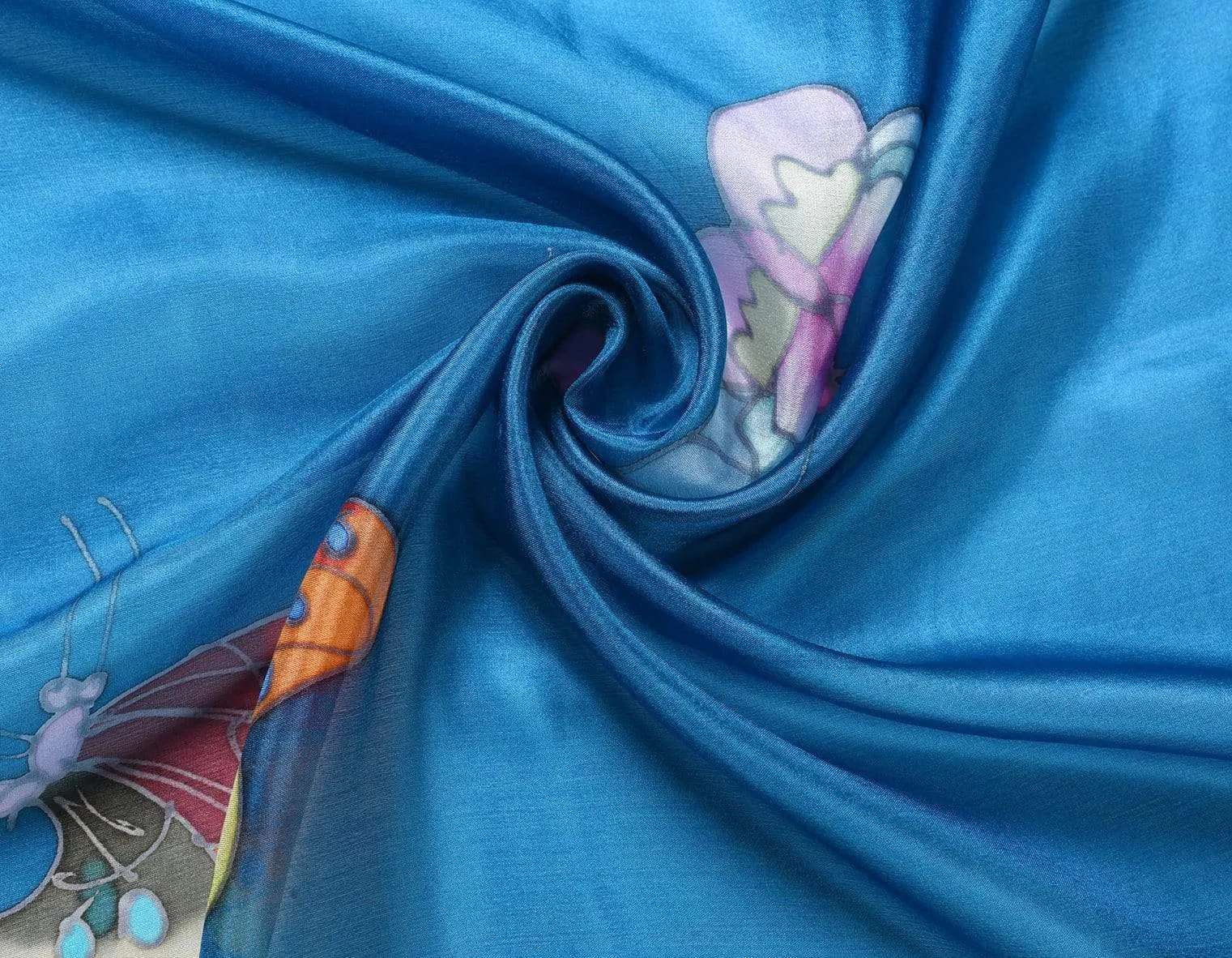 Long Hand Painted Silk Scarf - Butterfly