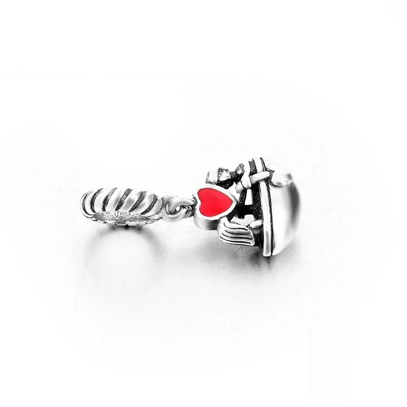 Lovers in Love Red Enamel Boat Charm 925 Sterling Silver