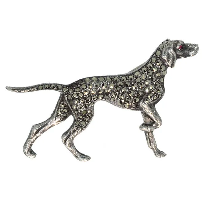 Marcasite Dog Brooch