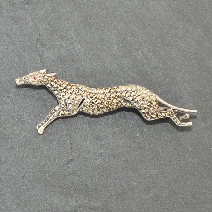 Marcasite Greyhound Brooch