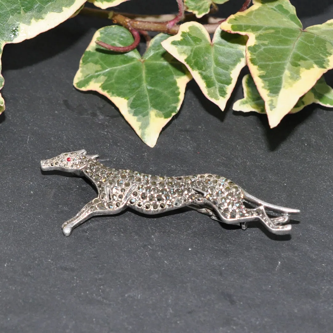 Marcasite Greyhound Brooch