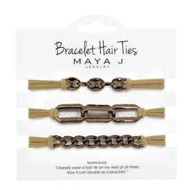 Maya J Chocolate Link Elastic Bracelet Hair Ties - Beige