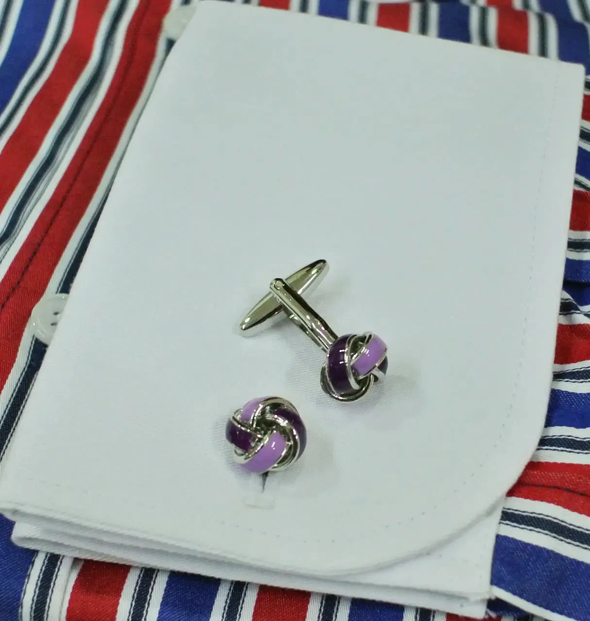 men's classical stainless steel purple knots cufflinks at modshopping