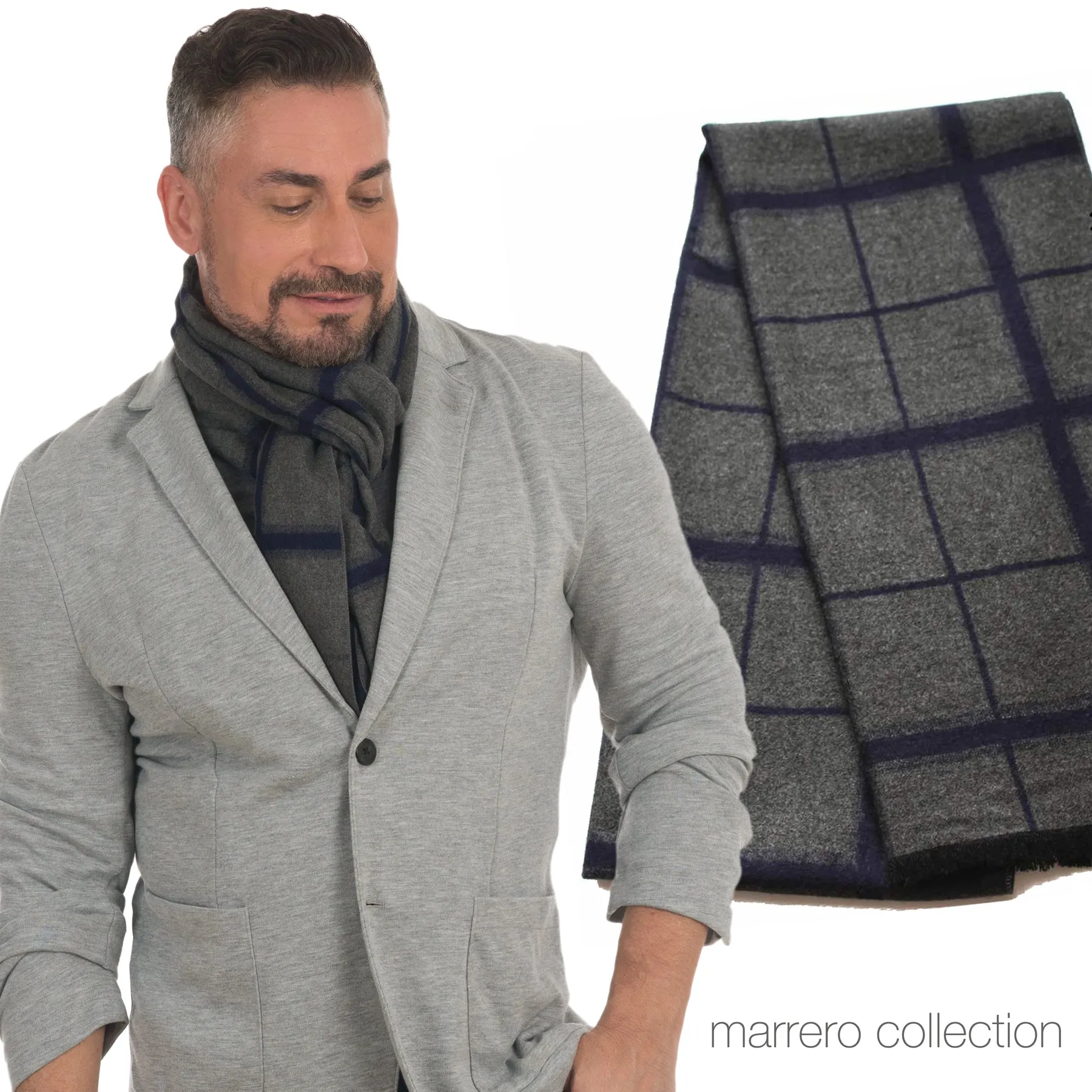 Men's Scarf - Blue & Black Plaid