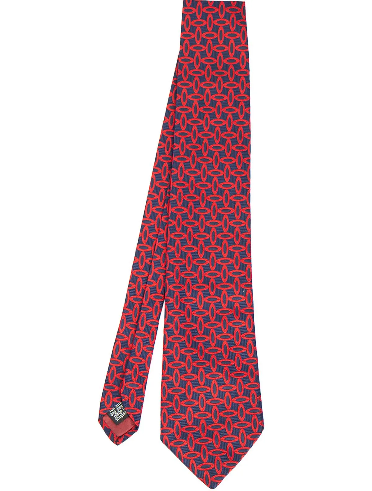 Mens Vintage Silk Tie Red Oval Print