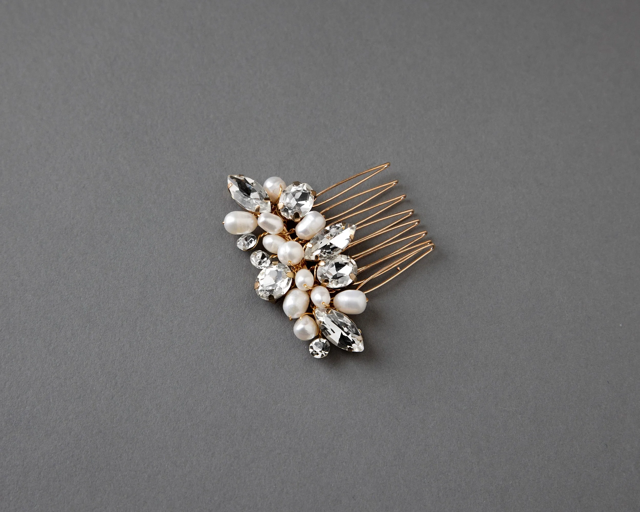 Mini Pearl and Rhinestone Crystal Hair Comb