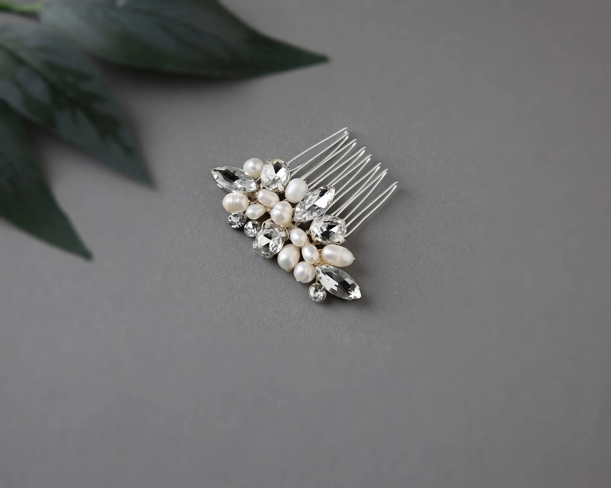 Mini Pearl and Rhinestone Crystal Hair Comb