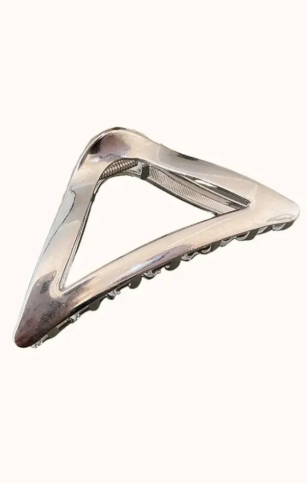 Minimalist Silver Triangle Hair Claw Clip